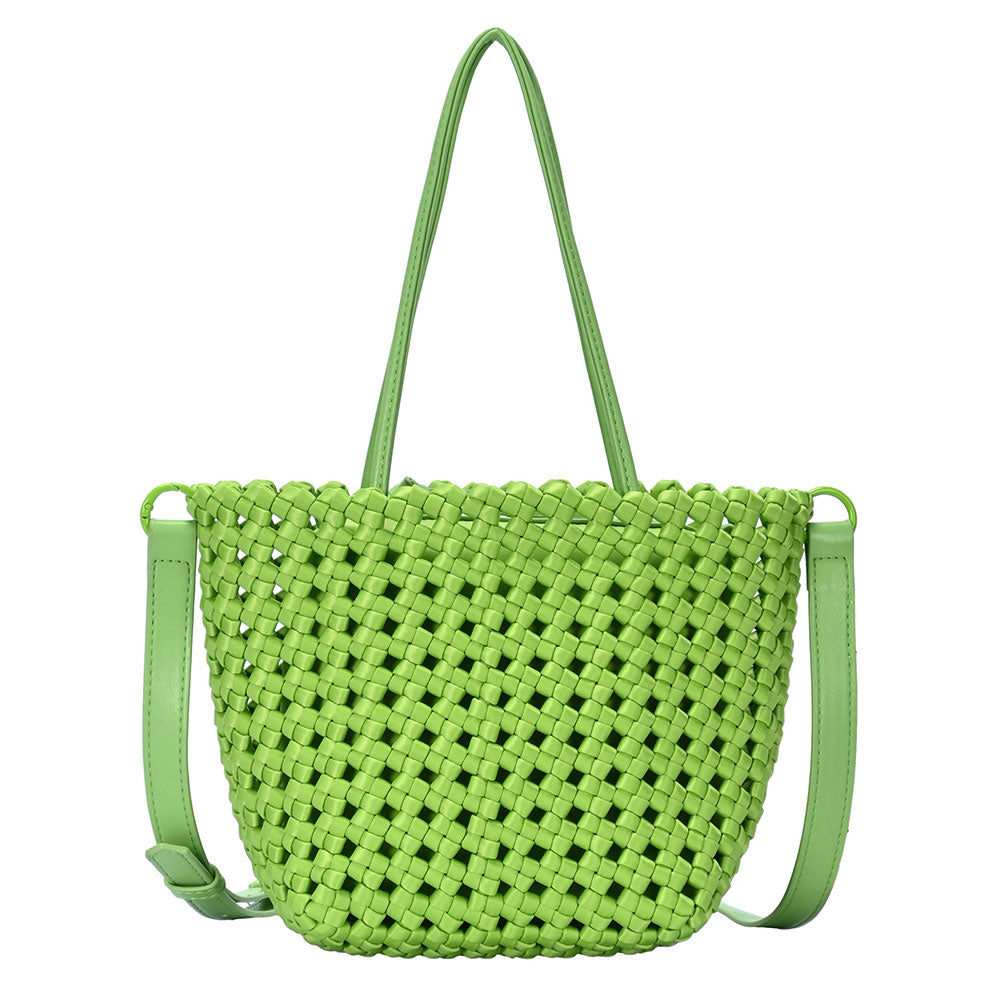 Madeline Love Green 2 in 1 Hand Woven Tote Bag / Crossbody Bag - Bags & Wallets - extra