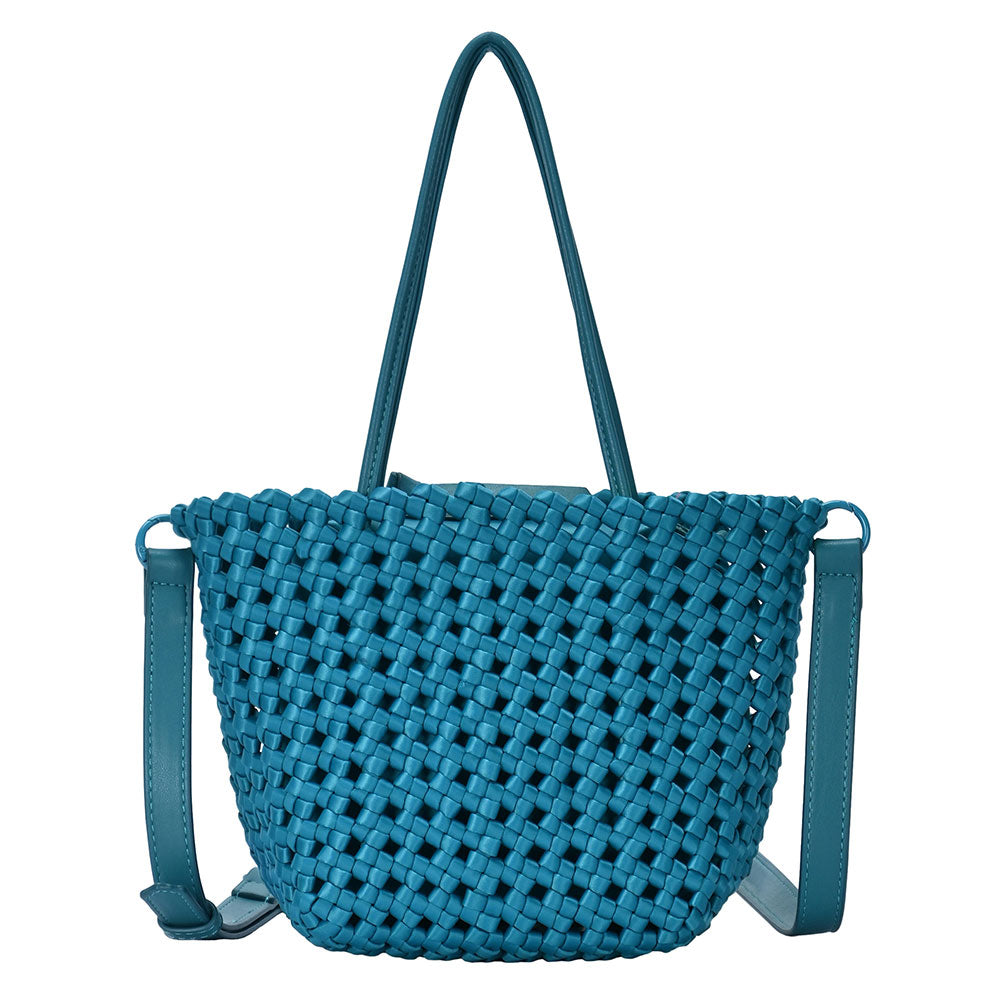 Madeline Love Turquoise 2 in 1 Hand Woven Tote Bag / Crossbody Bag - Bags & Wallets - extra