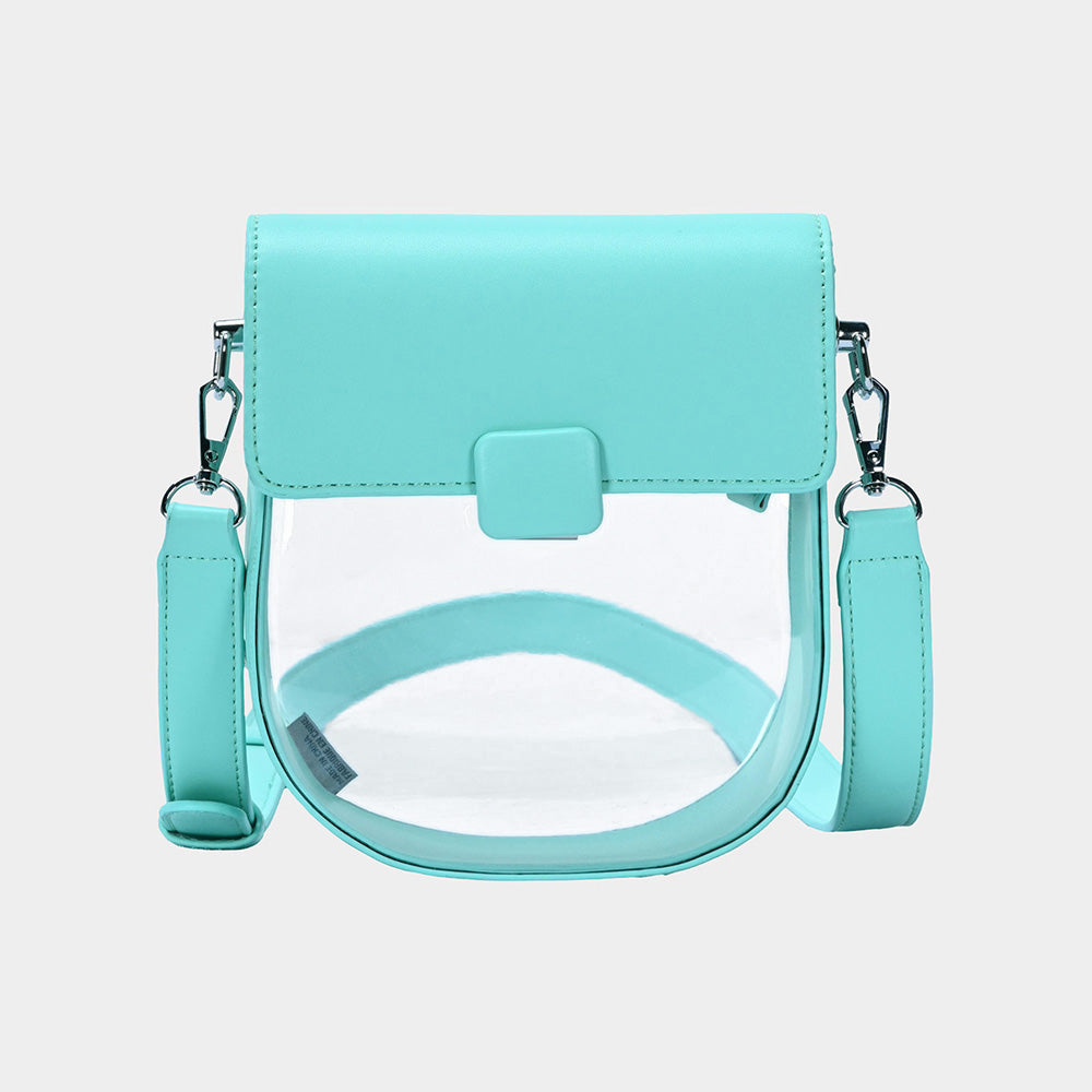 Madeline Love Aqua Faux Leather Transparent Crossbody Bag - Bags & Wallets