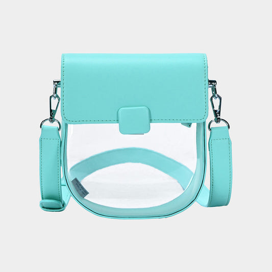 Madeline Love Aqua Faux Leather Transparent Crossbody Bag - Bags & Wallets