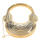 Madeline Love Gold, Patina Verdigris Hard Shell Metallic Sculpted Loop Top Handle Handbag - Bags & Wallets - desc