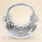 Madeline Love Silver Hard Shell Metallic Sculpted Loop Top Handle Handbag - Bags & Wallets