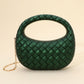 Madeline Love Green Hard Shell Braided Woven Top Handle Crossbody Handbag - Bags & Wallets