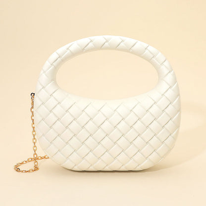 Madeline Love White Hard Shell Braided Woven Top Handle Crossbody Handbag - Bags & Wallets