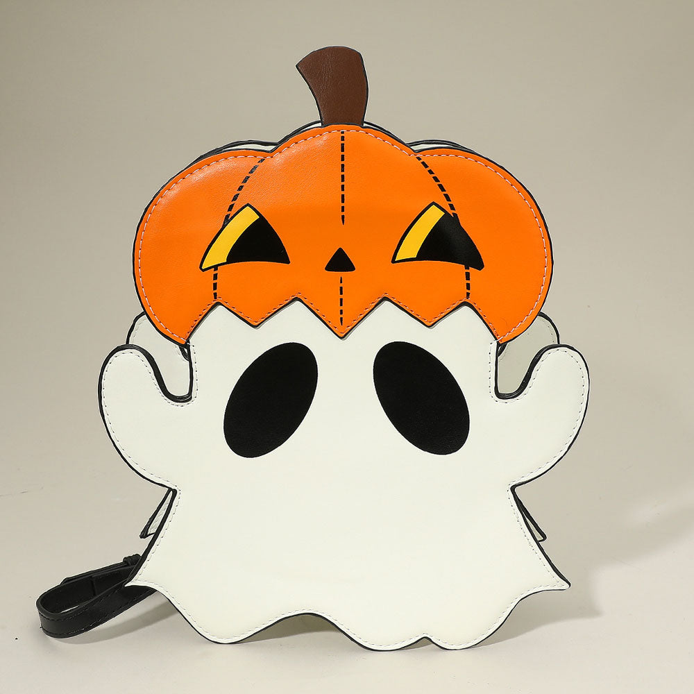 Multi Faux Leather Halloween Pumpkin Ghost Crossbody Bag