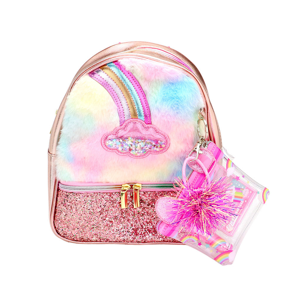 Madeline Love Multi HOT FOCUS - Faux Fur Rainbow Cloud Stylish Beauty Mini Backpack - Bags & Wallets - extra