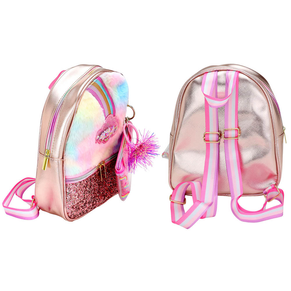 Madeline Love Multi HOT FOCUS - Faux Fur Rainbow Cloud Stylish Beauty Mini Backpack - Bags & Wallets - extra