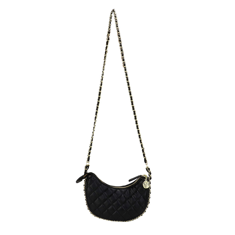 Madeline Love Black Faux Leather Quilted Chain Strap Crossbody Bag - Bags & Wallets - extra