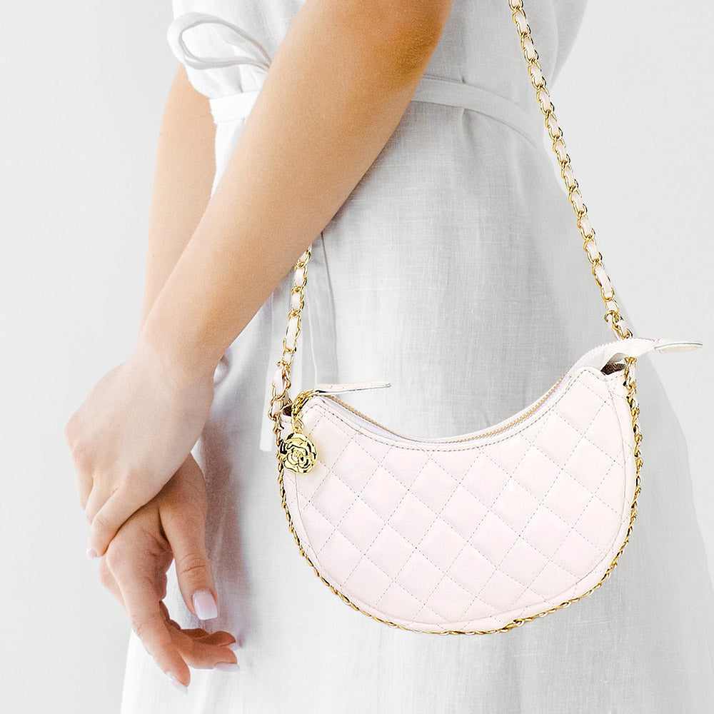 Madeline Love White Faux Leather Quilted Chain Strap Crossbody Bag - Bags & Wallets
