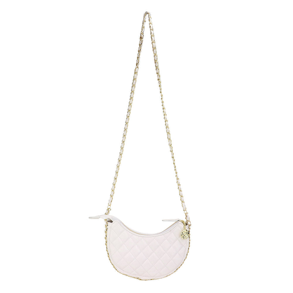 Madeline Love White Faux Leather Quilted Chain Strap Crossbody Bag - Bags & Wallets - desc