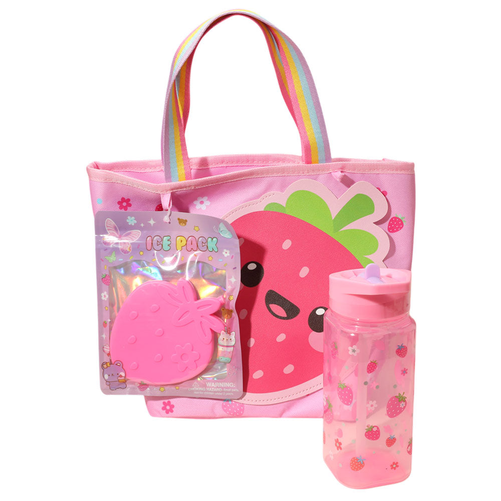 Madeline Love Pink 3PCS - HOT FOCUS Kids Strawberry Lunch Essentials - desc