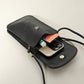 Madeline Love Black, Gold Metal Ring Handle Faux Leather Mini Phone Pouch Clutch Bag / Crossbody Bag - Bags & Wallets - extra