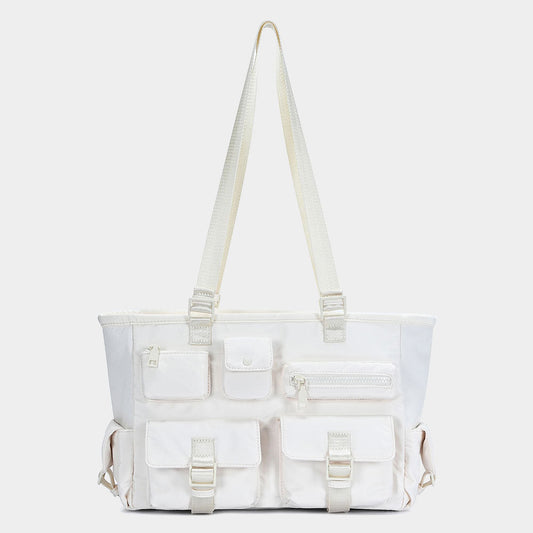 Madeline Love Cream Multi Pocket Utility Shoulder Tote Bag - Bags & Wallets