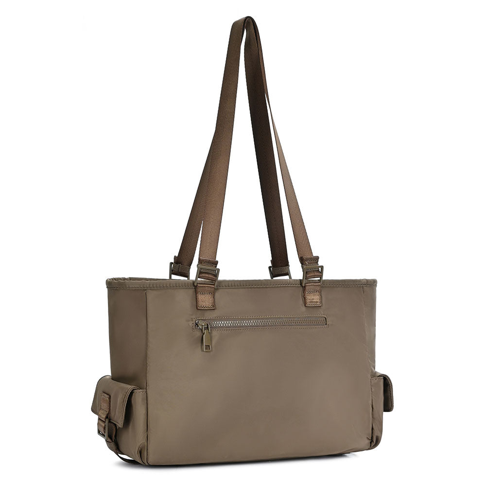 Madeline Love Taupe Multi Pocket Utility Shoulder Tote Bag - Bags & Wallets - extra