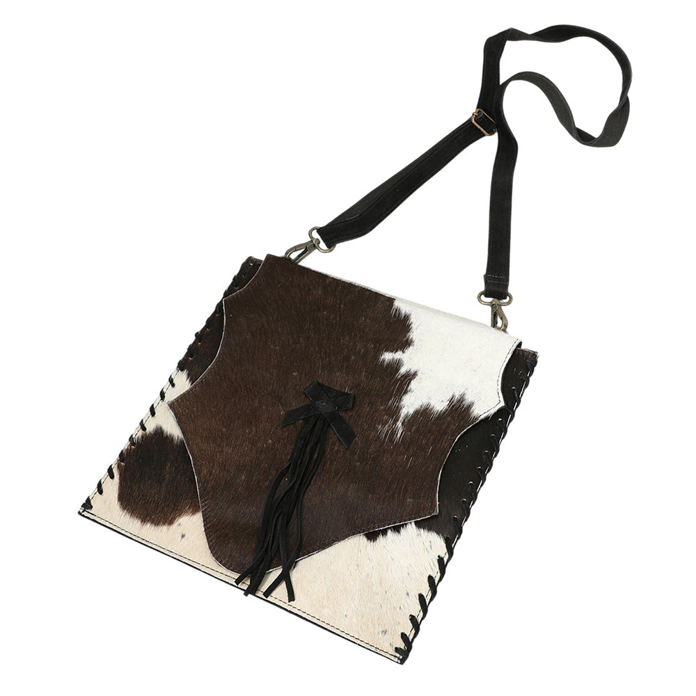 Madeline Love Black Animal Patterned Genuine Leather Stitch Crossbody Bag - Bags & Wallets - desc