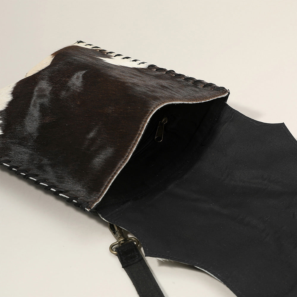 Madeline Love Black Animal Patterned Genuine Leather Stitch Crossbody Bag - Bags & Wallets - extra