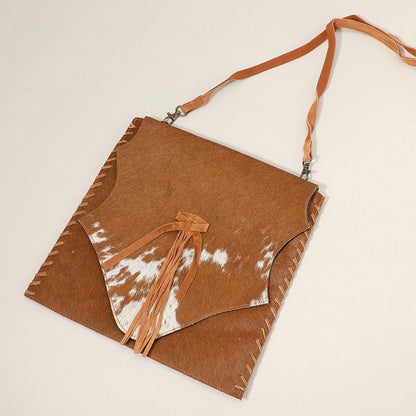 Madeline Love Brown Animal Patterned Genuine Leather Stitch Crossbody Bag - Bags & Wallets