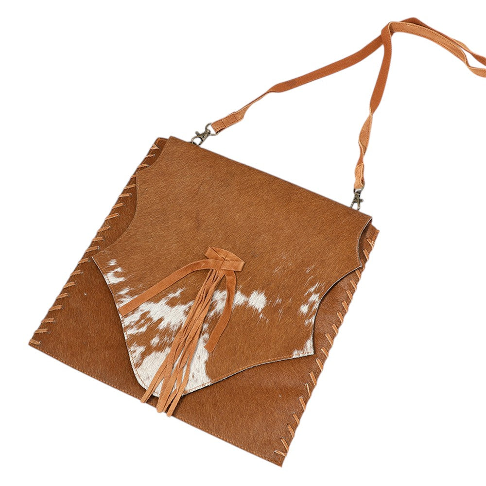 Madeline Love Brown Animal Patterned Genuine Leather Stitch Crossbody Bag - Bags & Wallets - desc