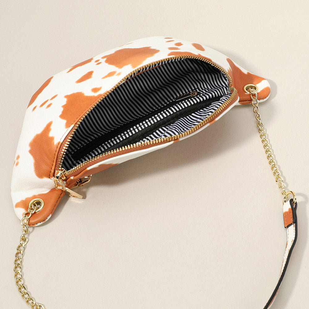 Madeline Love Leopard, White Leopard Patterned Faux Leather Crossbody Bag - Bags & Wallets - extra