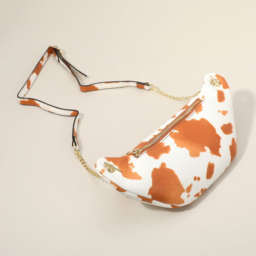 Madeline Love Leopard, White Leopard Patterned Faux Leather Crossbody Bag - Bags & Wallets - extra