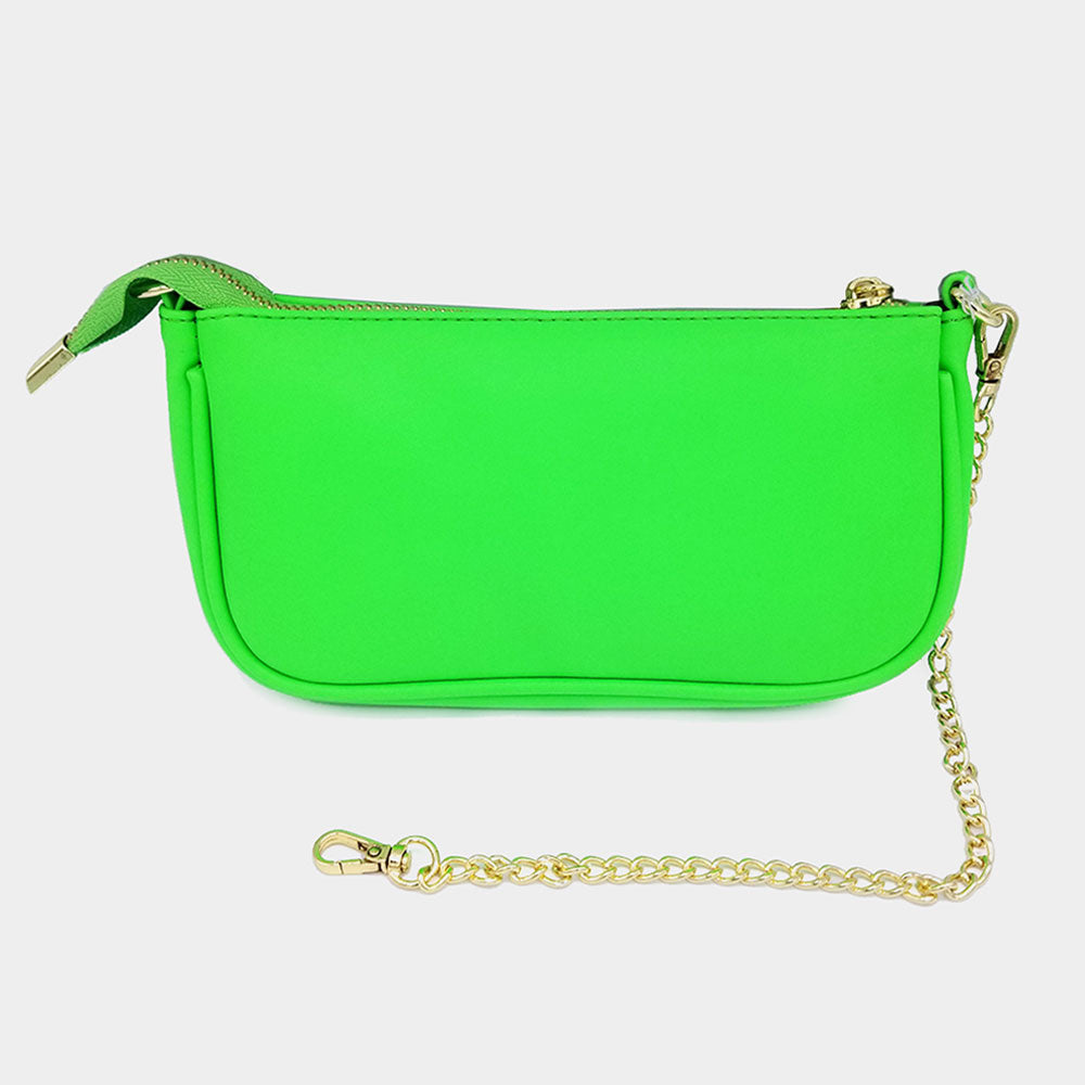 Madeline Love Green, Neon Solid Faux Leather Shoulder Bag - Bags & Wallets