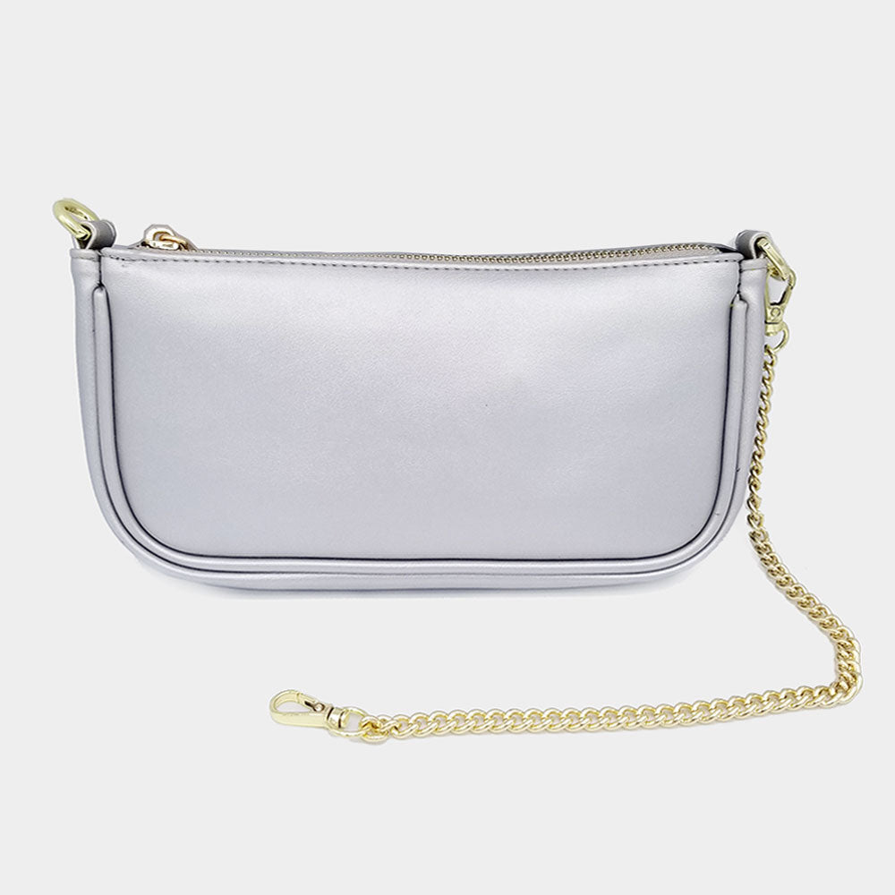 Madeline Love Silver Solid Faux Leather Shoulder Bag - Bags & Wallets