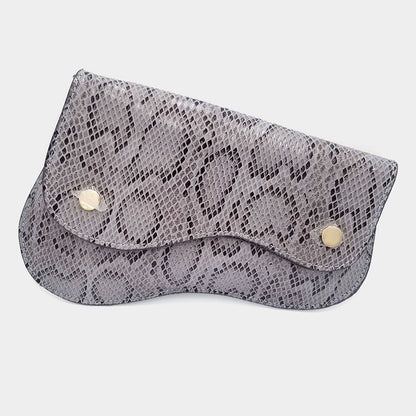 Madeline Love Gray Snake Skin Patterned Faux Leather Clutch / Crossbody Bag - Bags & Wallets