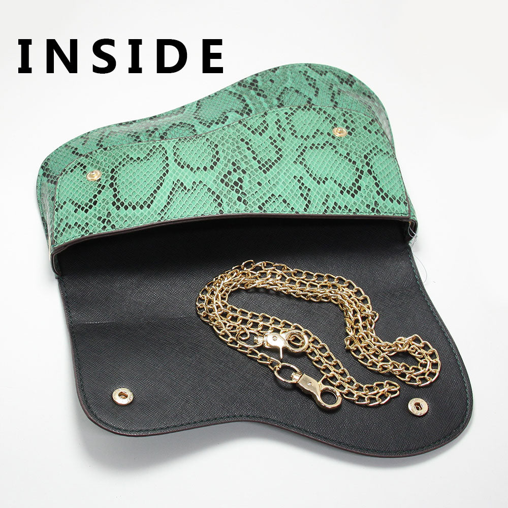 Madeline Love Gray Snake Skin Patterned Faux Leather Clutch / Crossbody Bag - Bags & Wallets - desc
