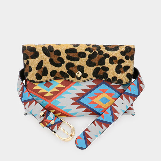 Madeline Love Brown, Leopard Leopard Patterned Faux Leather Fanny Pack / Belt / Crossbody Bag - Bags & Wallets