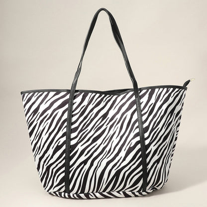 Madeline Love Black, White Faux Leather Zebra Patterned Tote Bag / Shoulder Bag - Bags & Wallets