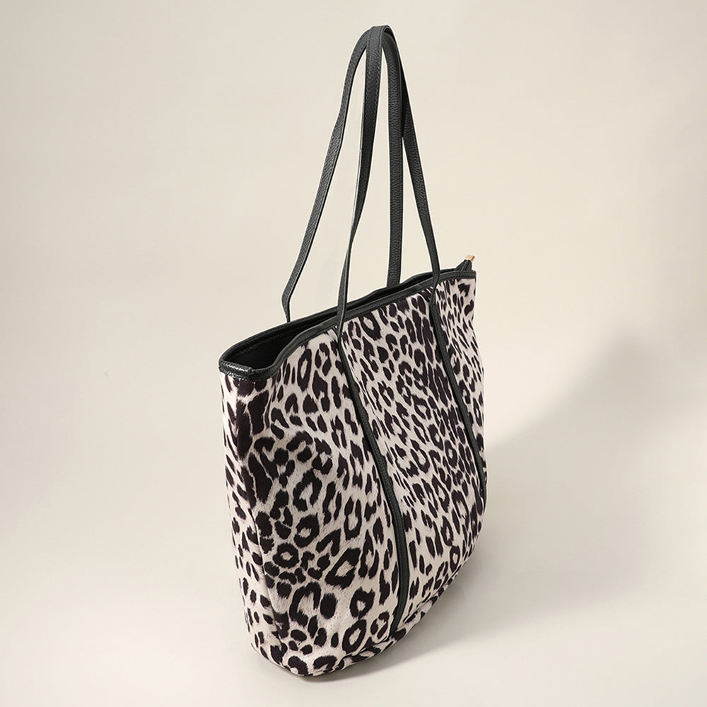 Madeline Love Black, White Faux Leather Zebra Patterned Tote Bag / Shoulder Bag - Bags & Wallets - extra