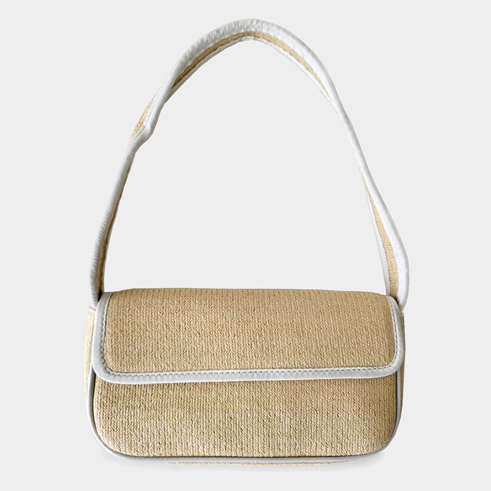 Madeline Love Beige Straw Rectangle Shoulder Bag - Bags & Wallets