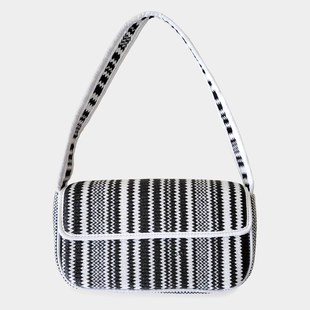 Madeline Love Black Straw Rectangle Shoulder Bag - Bags & Wallets