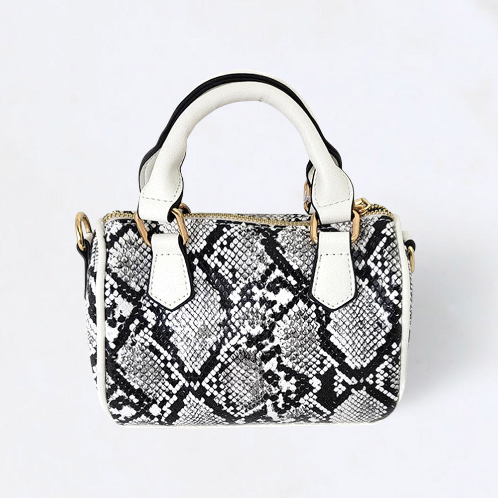 Madeline Love White Snake Skin Patterned Tote / Crossbody Bag - Bags & Wallets