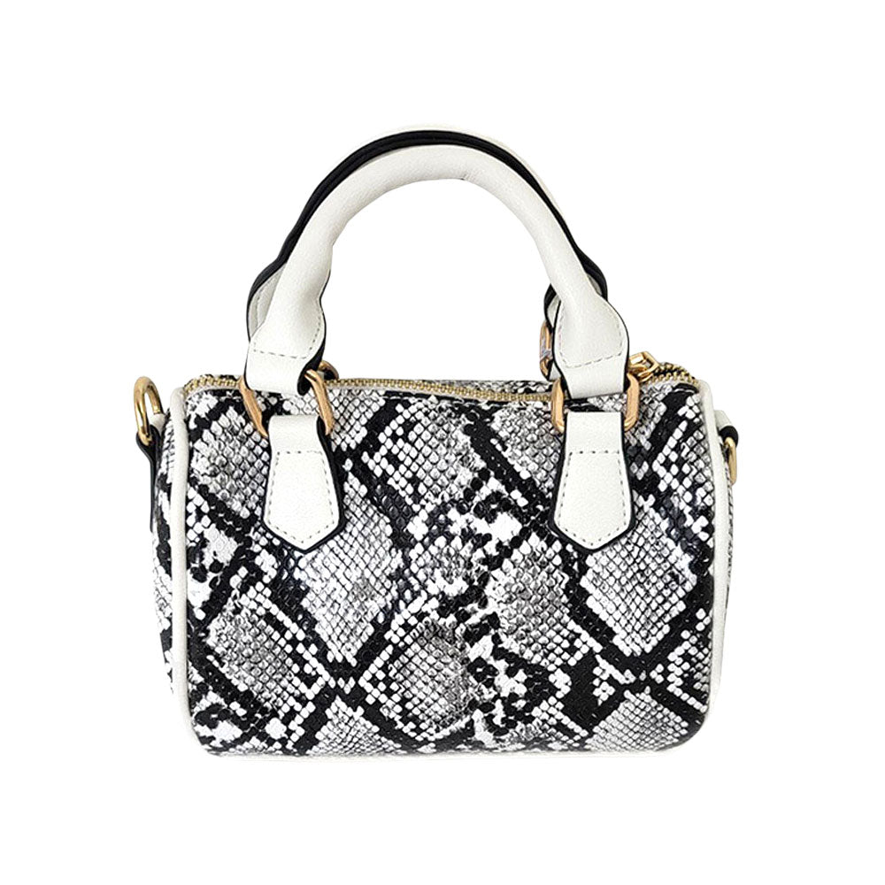 Madeline Love White Snake Skin Patterned Tote / Crossbody Bag - Bags & Wallets - desc