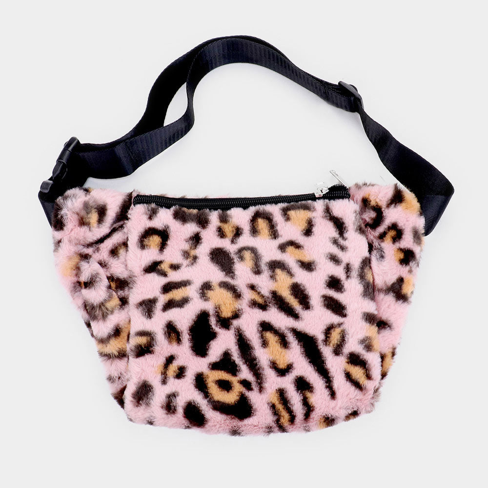 Madeline Love Pink Solid Fluffy Faux Fur Fanny Pack / Hand Warmer - Bags & Wallets