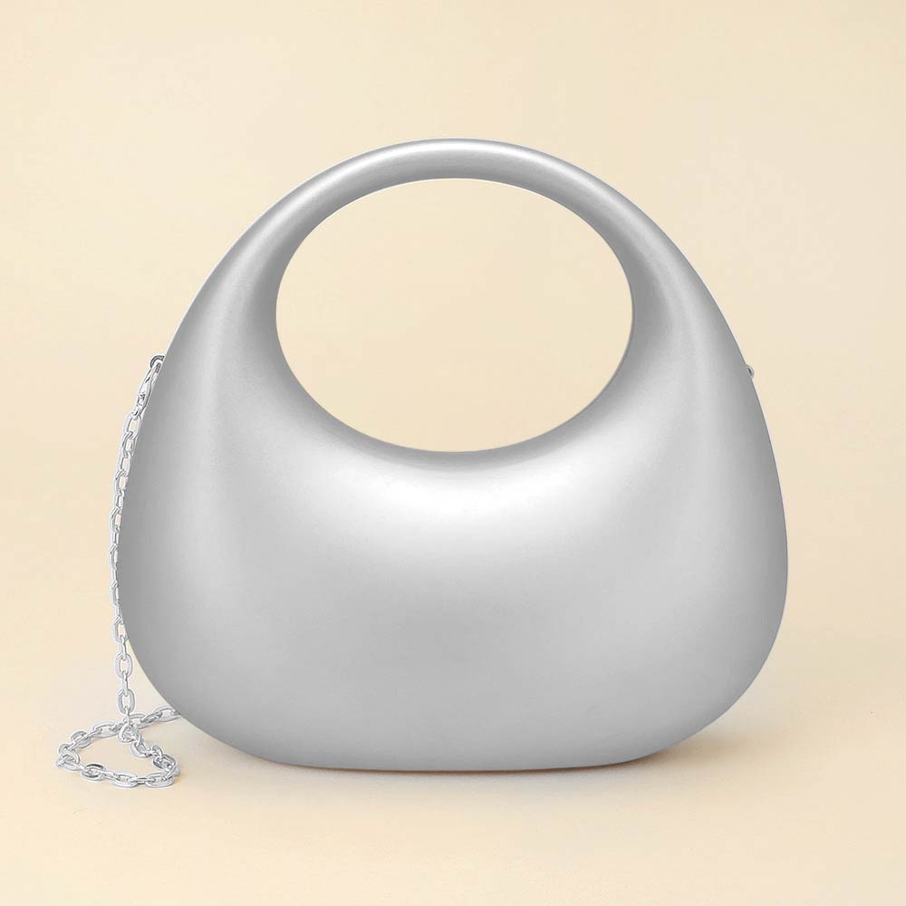 Madeline Love Silver Matte Acrylic Crescent Handbag - Bags & Wallets