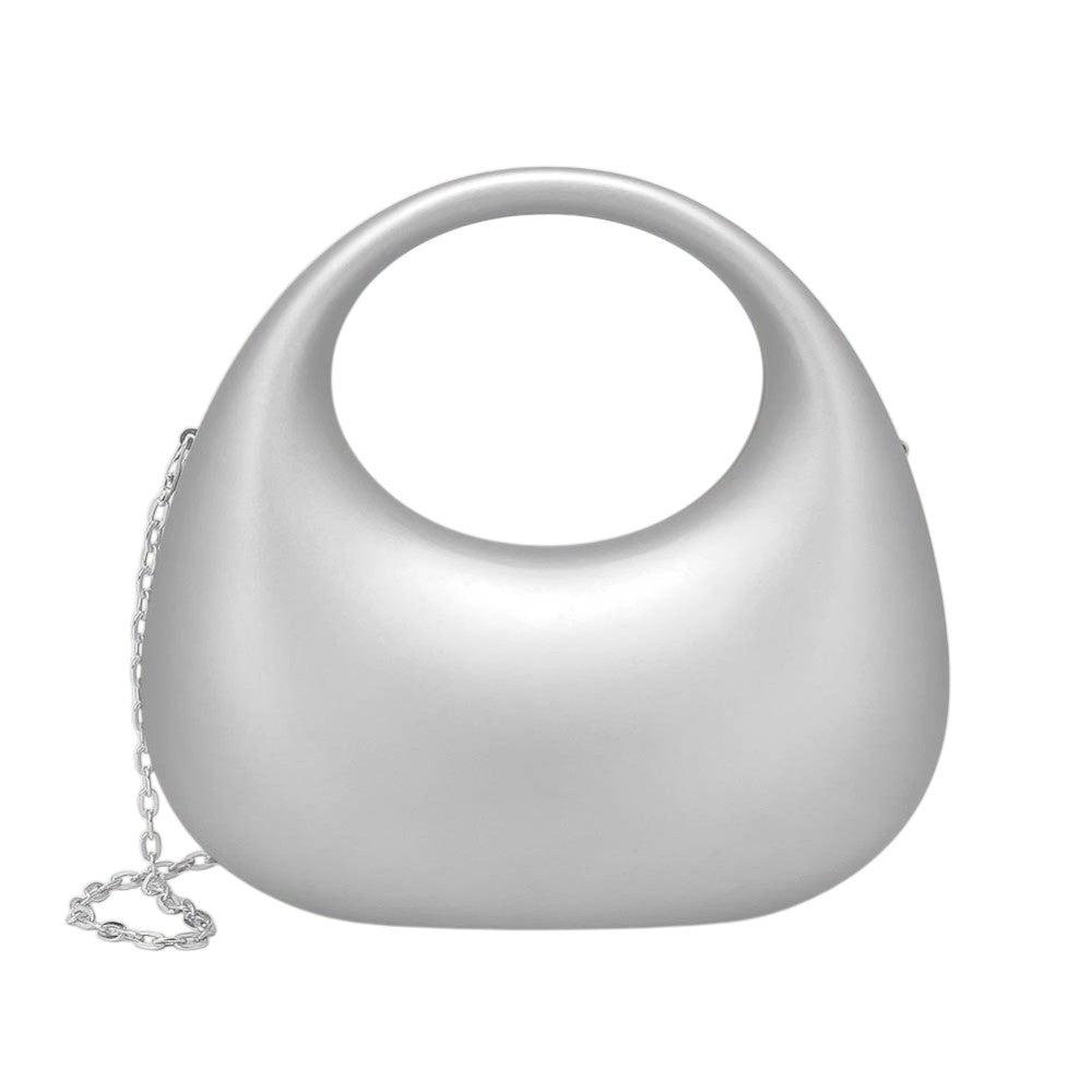 Madeline Love Silver Matte Acrylic Crescent Handbag - Bags & Wallets - desc