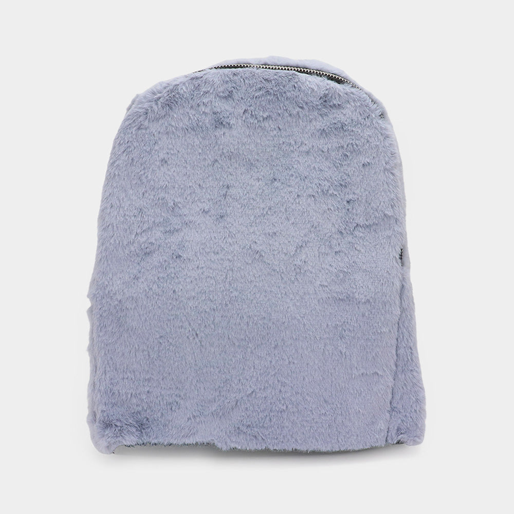 Madeline Love Gray Solid Faux Fur Backpack Bag - Bags & Wallets