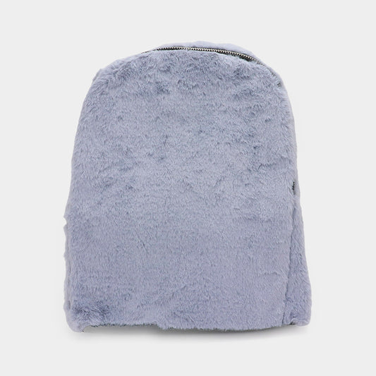 Madeline Love Gray Solid Faux Fur Backpack Bag - Bags & Wallets