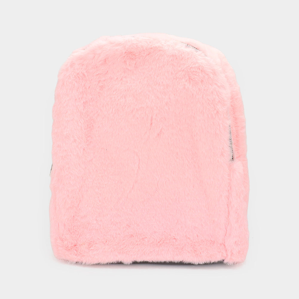 Madeline Love Pink Solid Faux Fur Backpack Bag - Bags & Wallets