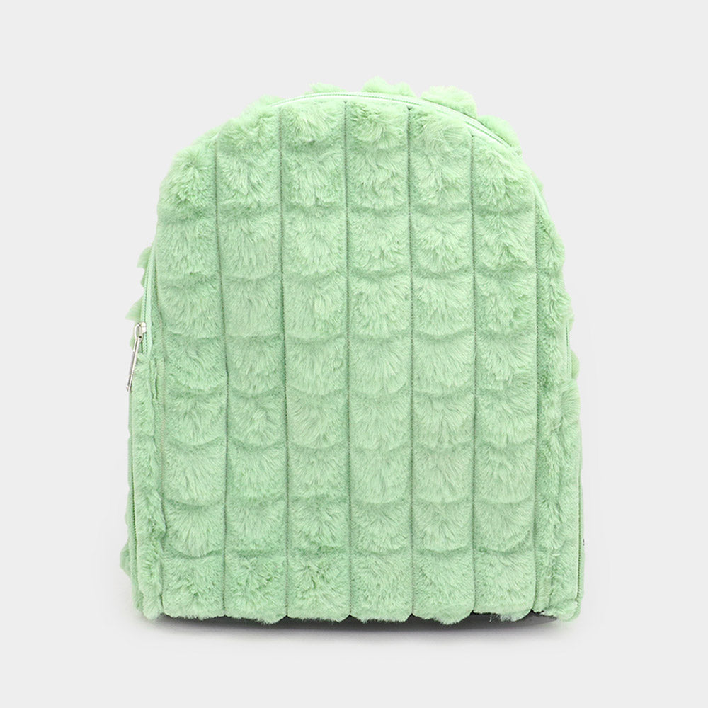 Madeline Love Mint Quilted Solid Faux Fur Backpack Bag - Bags & Wallets