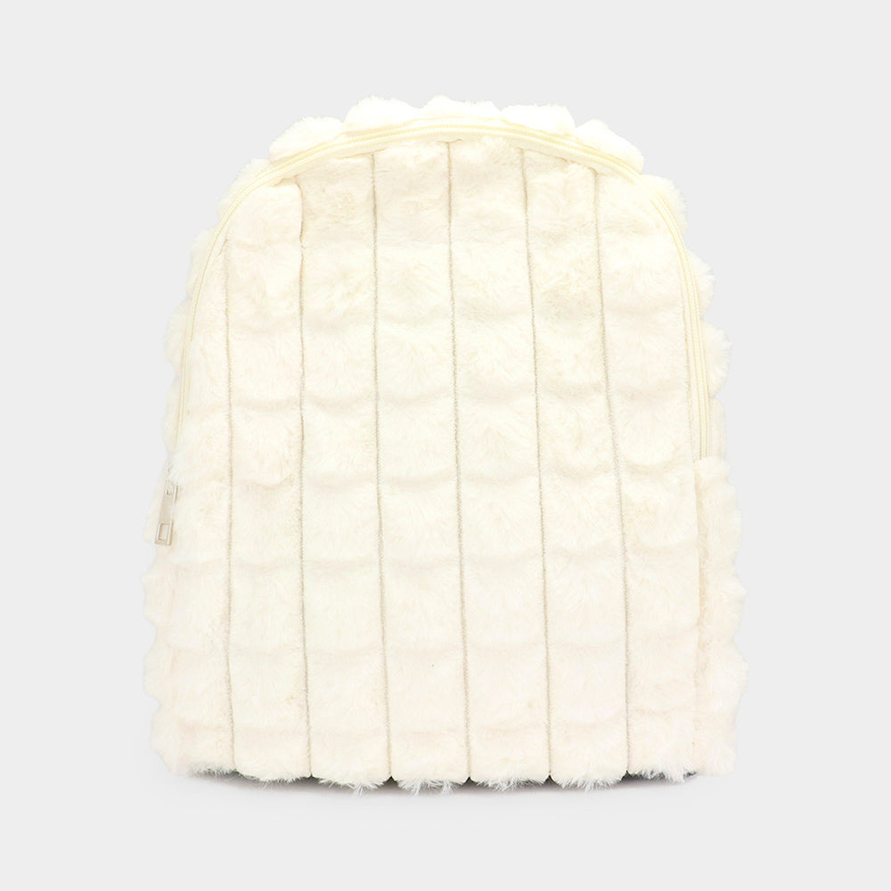 Madeline Love Ivory Quilted Solid Faux Fur Backpack Bag - Bags & Wallets