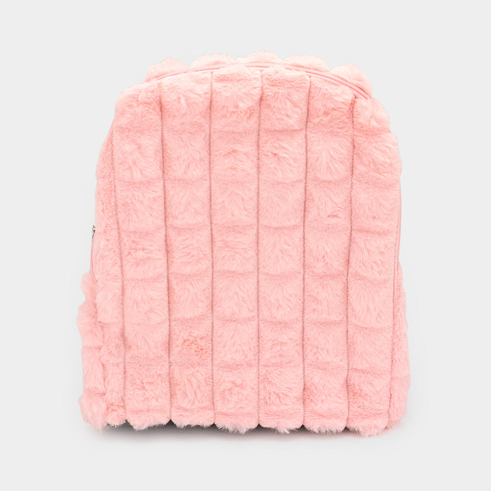 Madeline Love Pink Quilted Solid Faux Fur Backpack Bag - Bags & Wallets