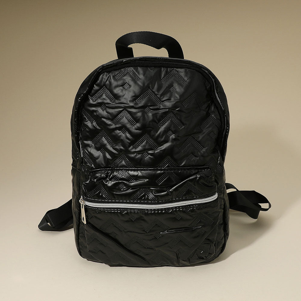 Madeline Love Black Shiny Quilted Everyday Backpack Bag - Bags & Wallets