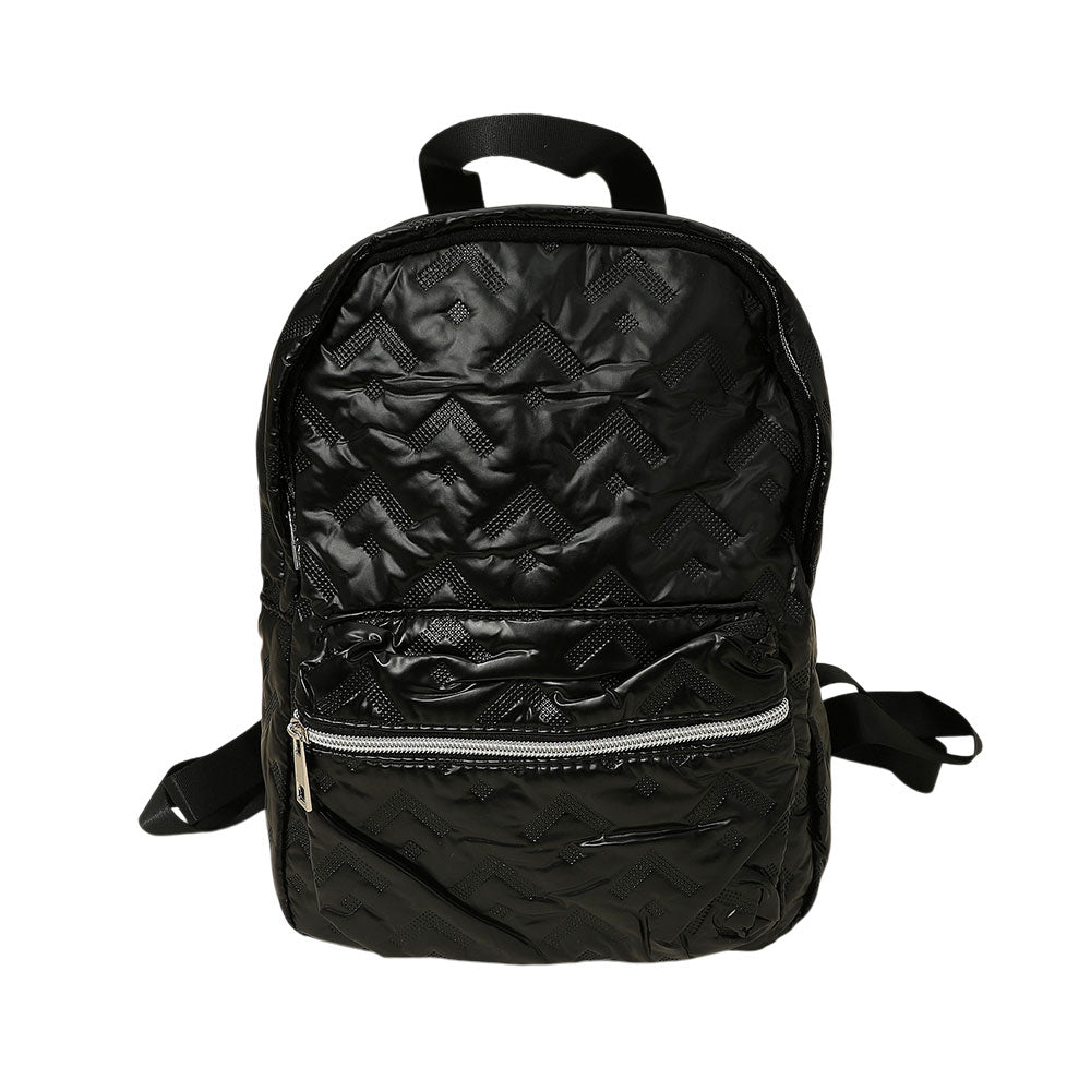Madeline Love Black Shiny Quilted Everyday Backpack Bag - Bags & Wallets - desc