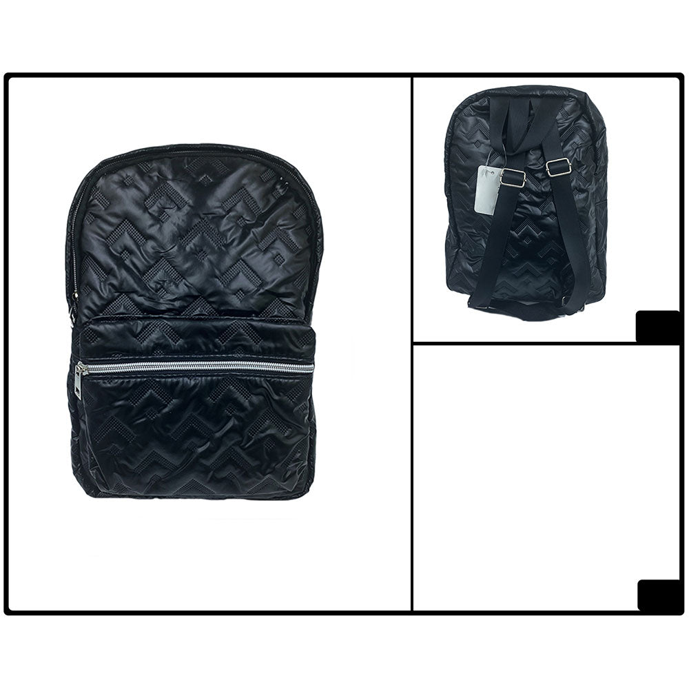 Madeline Love Black Shiny Quilted Everyday Backpack Bag - Bags & Wallets - extra