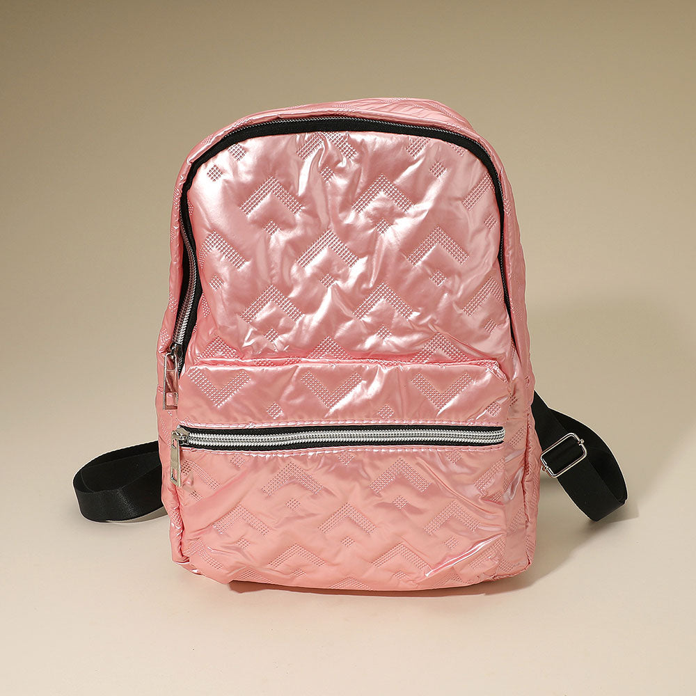 Madeline Love Pink Shiny Quilted Everyday Backpack Bag - Bags & Wallets