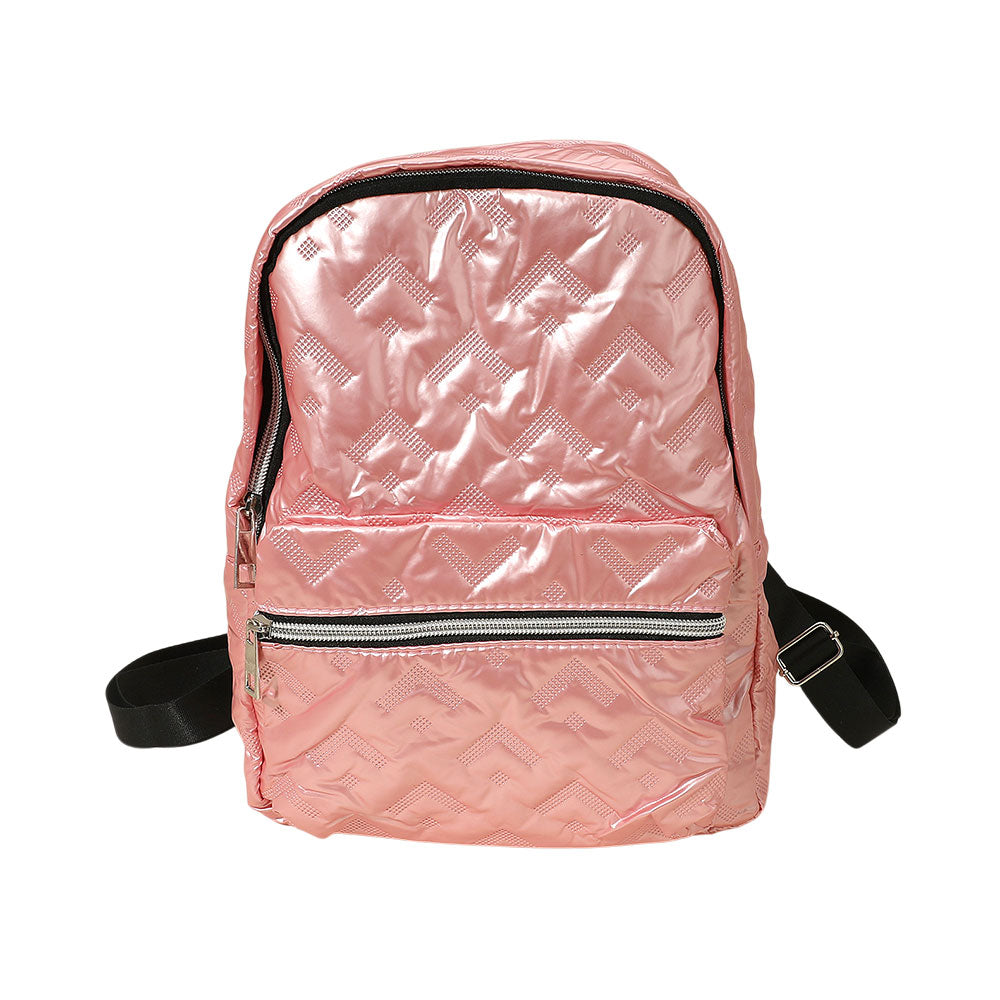 Madeline Love Pink Shiny Quilted Everyday Backpack Bag - Bags & Wallets - desc