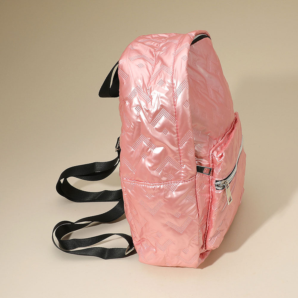 Madeline Love Pink Shiny Quilted Everyday Backpack Bag - Bags & Wallets - extra